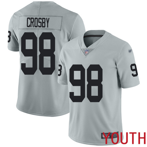 Oakland Raiders Limited Silver Youth Maxx Crosby Jersey NFL Football 98 Inverted Legend Jersey